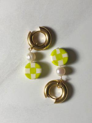 Checker Bored Hoops - Chartreuse