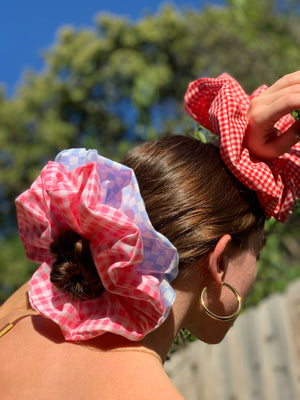 Halo Scrunchie - Red Gingham