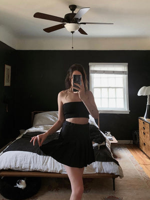 American Apparel Pleated Mini Skirt in Black