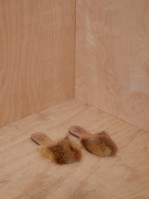 Brother Vellies Tan Fur Slippers