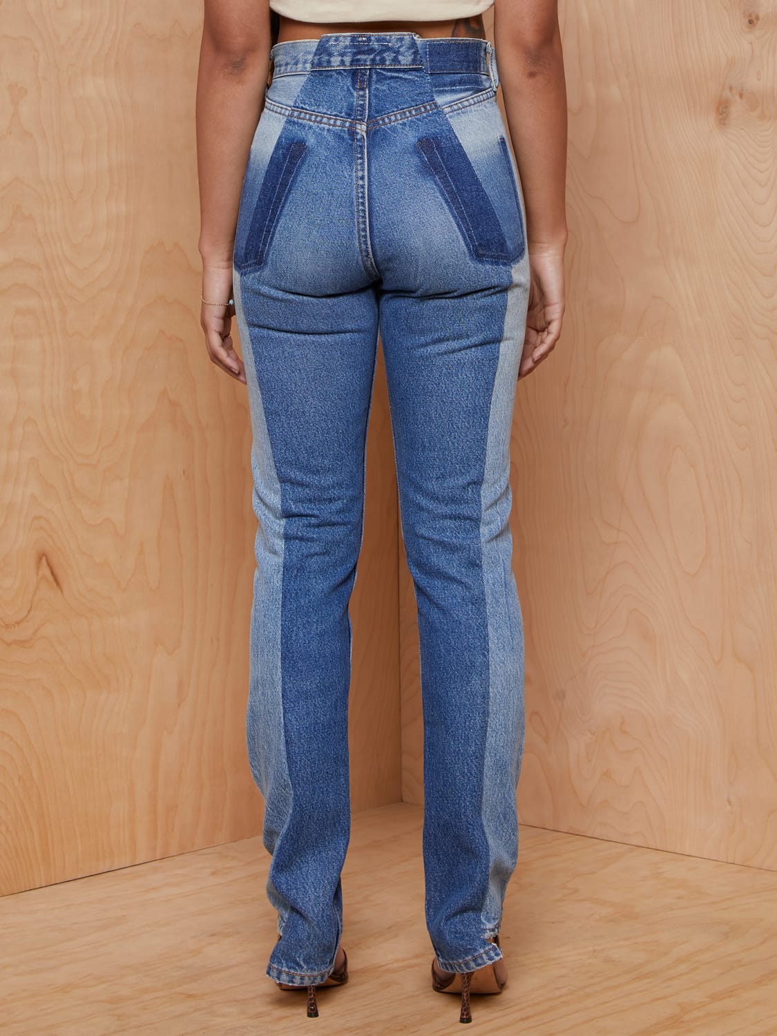 Vintage Dual Tone Denim High-waisted Jeans