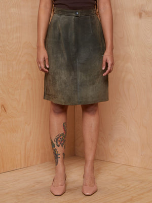 Vintage Olive Suede Skirt