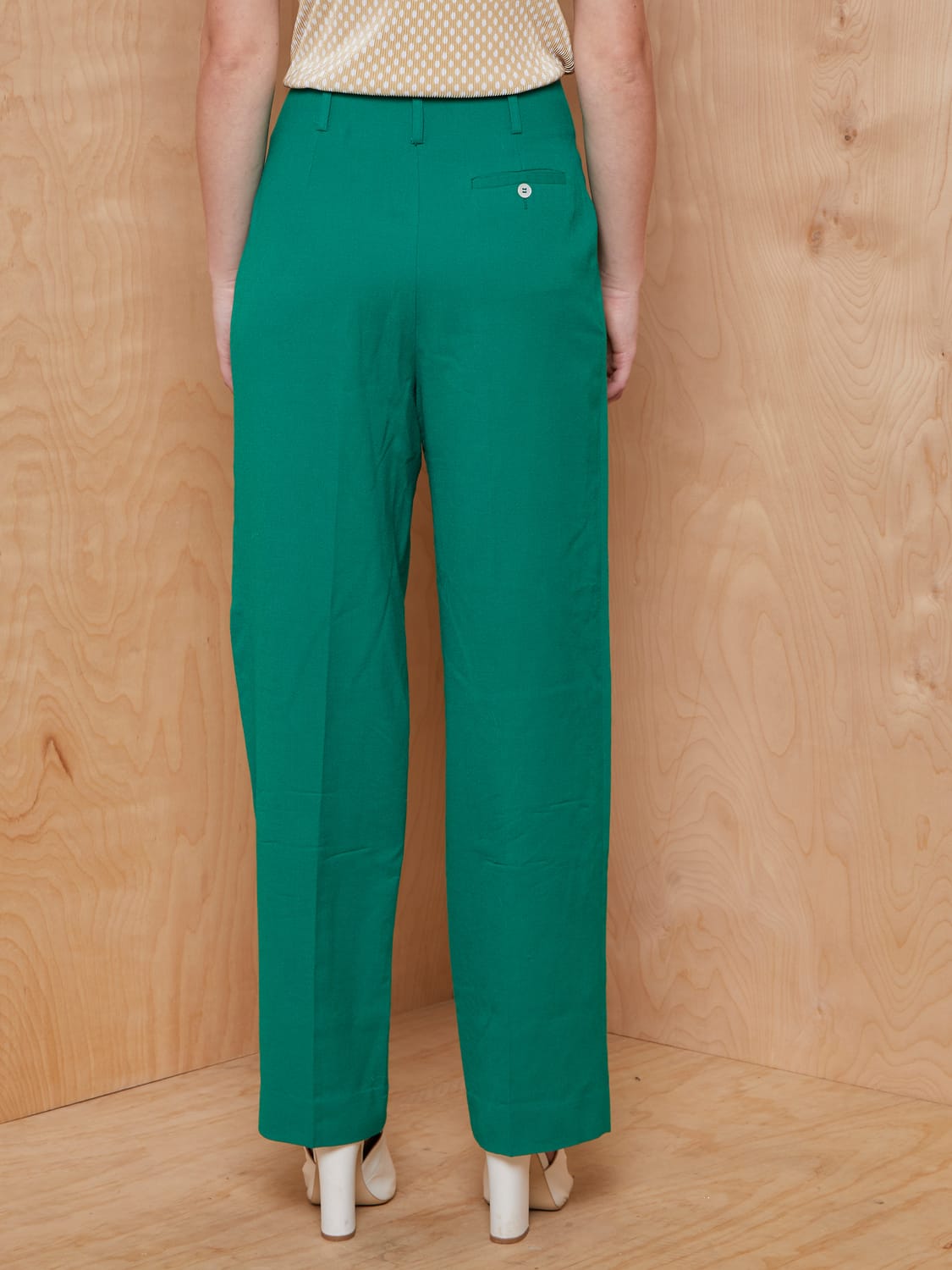 Vintage Emerald Worsted Wool Pleated Trousers