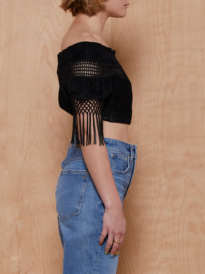 Wilson's Leather Maxima Crop Top with Tassles