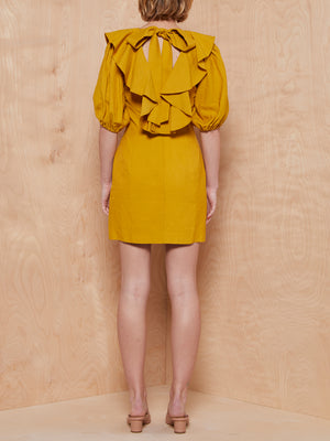 CMEO/Collective Mustard Mini Dress with Ruffle