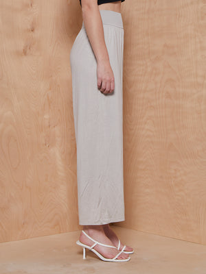 Theory Ribbed Waist Pant in Grey Silk Jersey