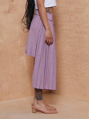 F. Modern Purple Layered Pleated Skirt
