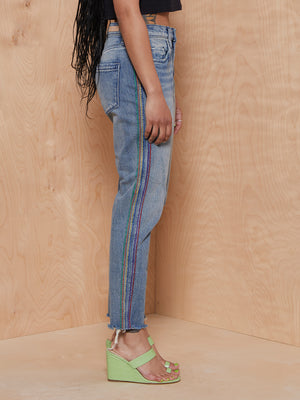 BLANKNYC Jeans with Rainbow Side Embroidery