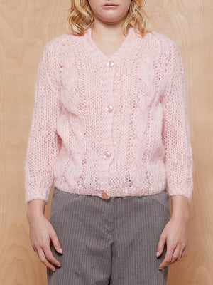 Vintage Pink Knitted Mohair Blend Sweater