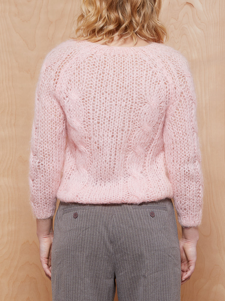 Vintage Pink Knitted Mohair Blend Sweater