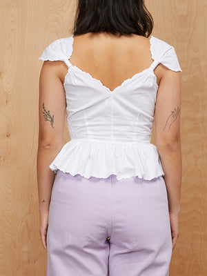 LPA White Lace Up Top
