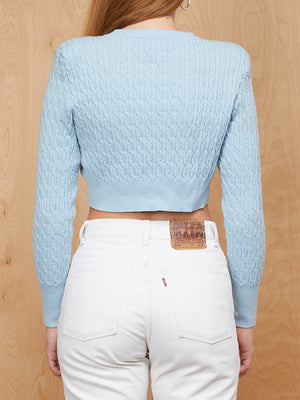 LPA Blue Cropped Sweater with Shoulder Pads