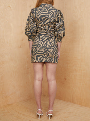 Ganni Zebra Print Dress - Brown