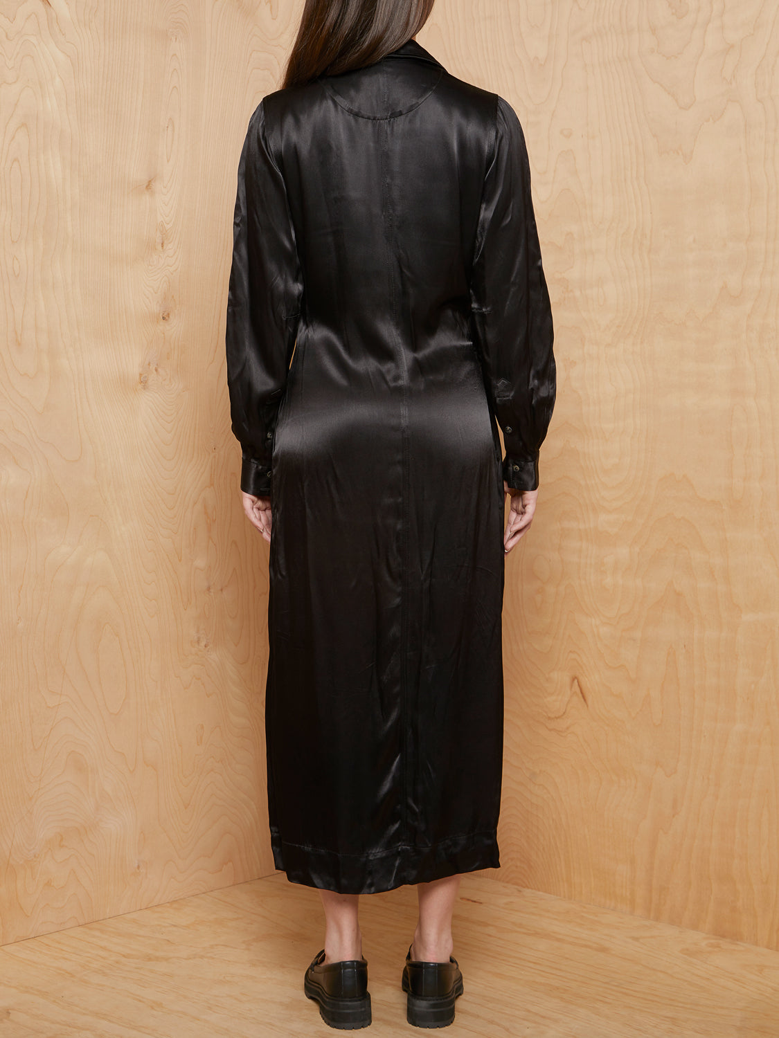 Ganni Black Silk Wrap Dress