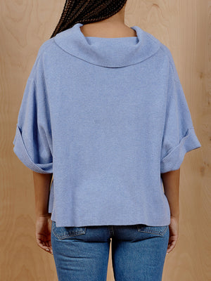 Lilac Turtleneck Short-Sleeved Sweater