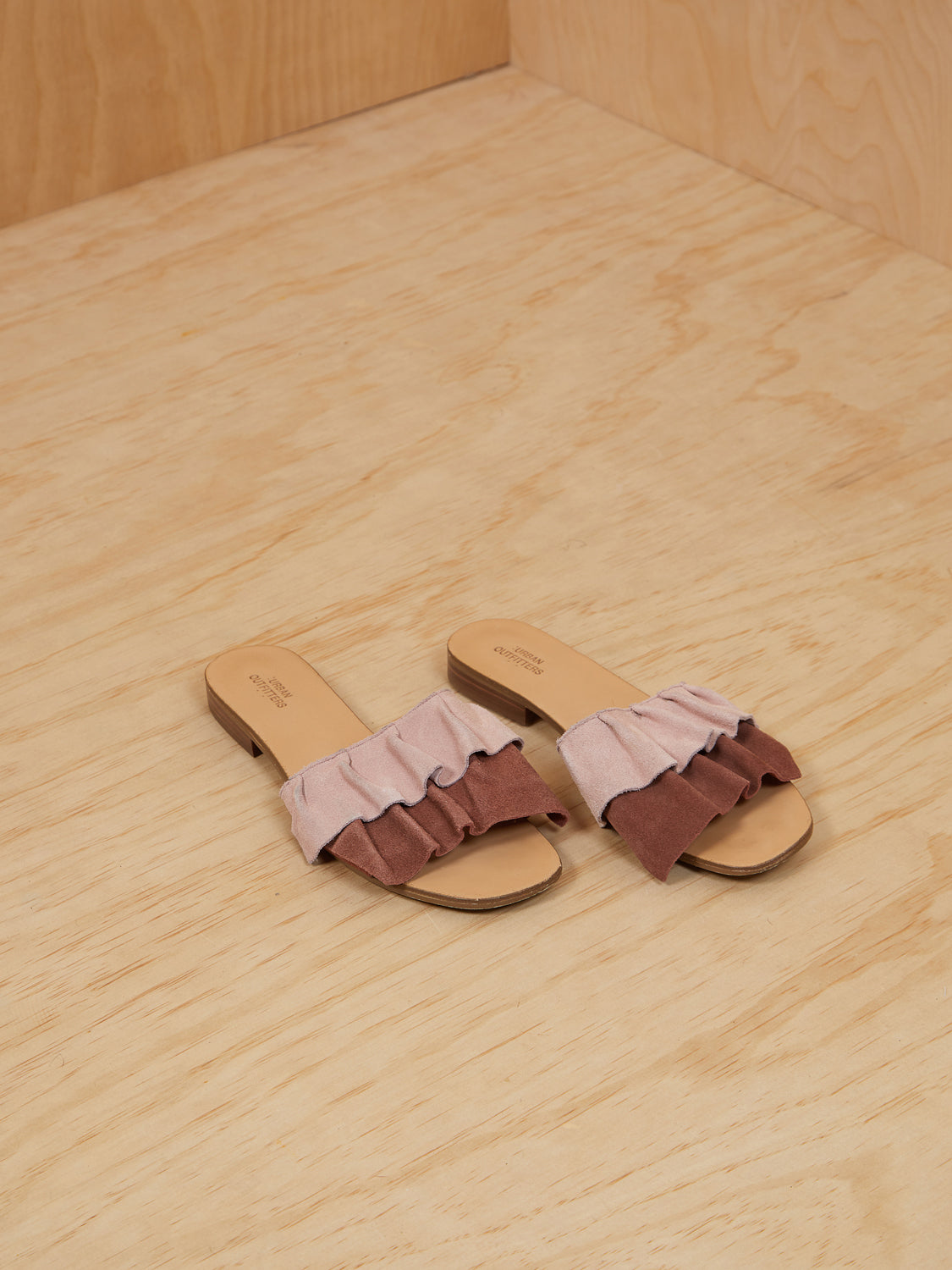Urban Outfitters Suede Ruffle Slides