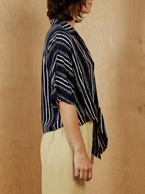 All in Favor Striped Wrap Top