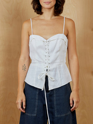 White Reformation Corset Top