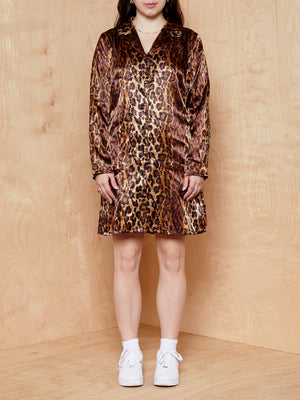 Leopard Silk Shirt Dress
