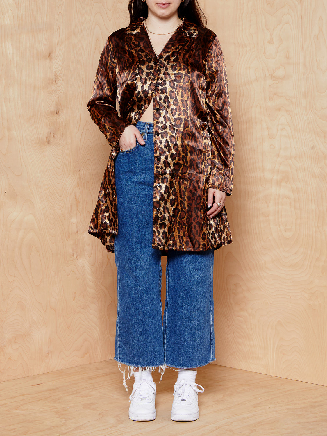 Leopard Silk Shirt Dress
