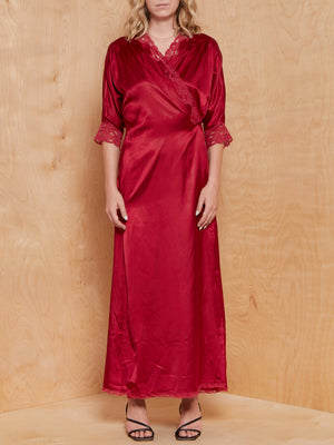 Vintage Christian Dior Crimson Silk Robe