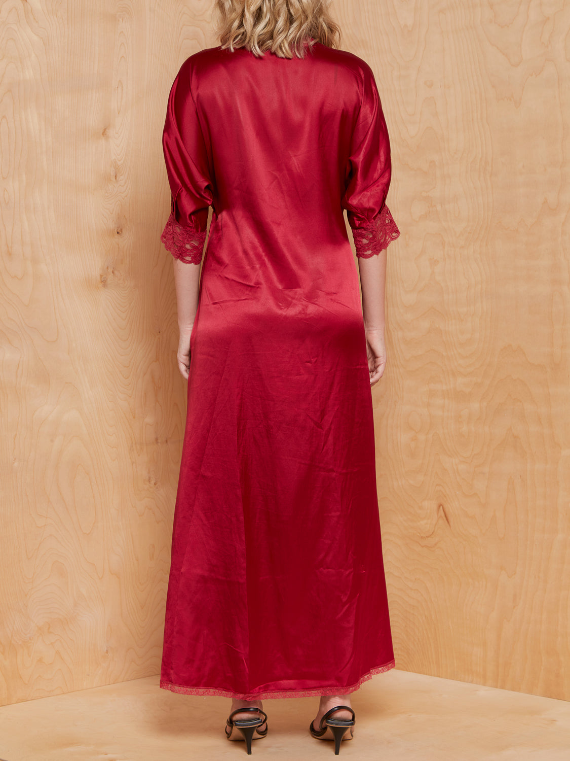 Vintage Christian Dior Crimson Silk Robe