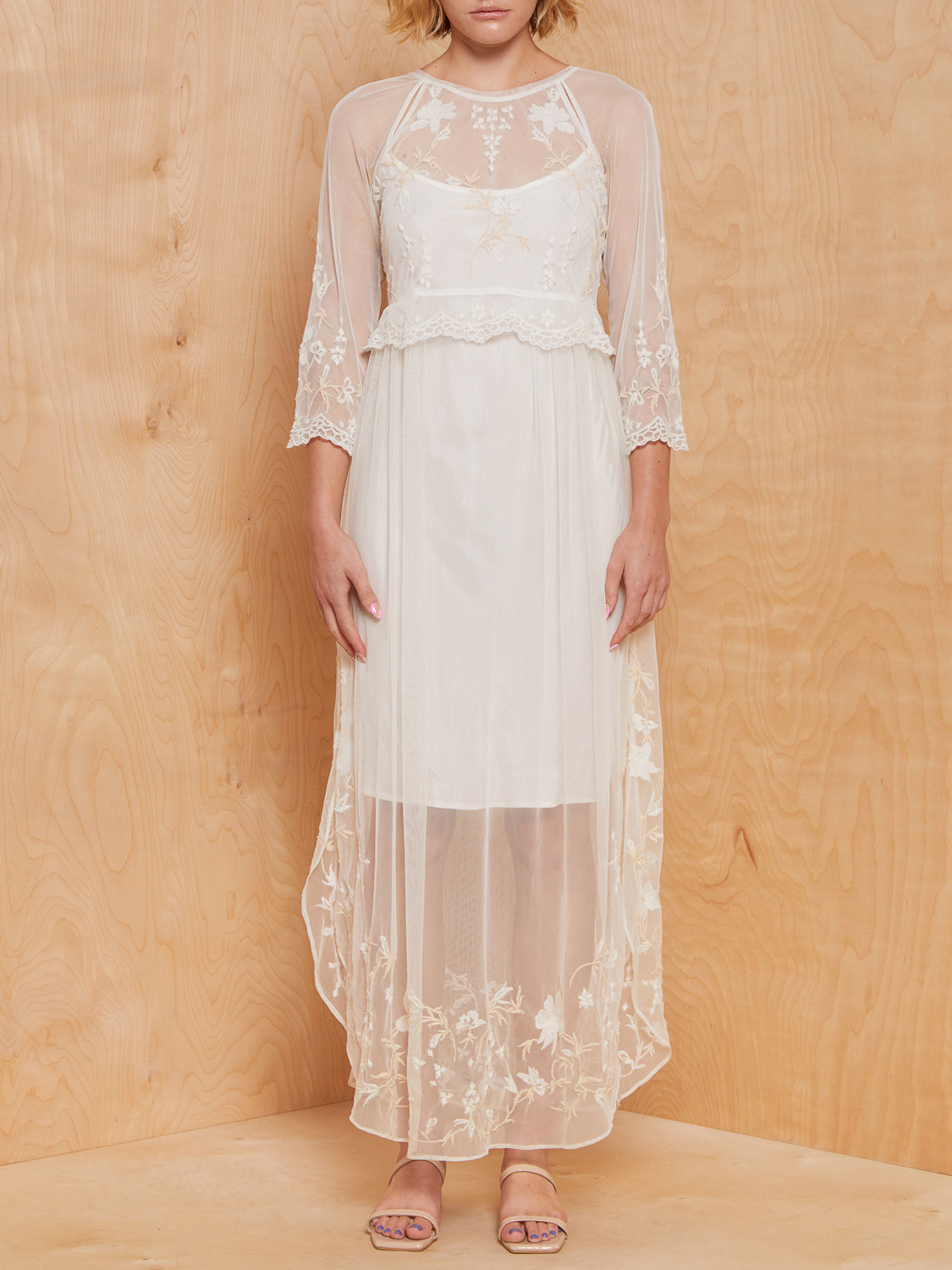 Free People Sheer Dress with Embroidery