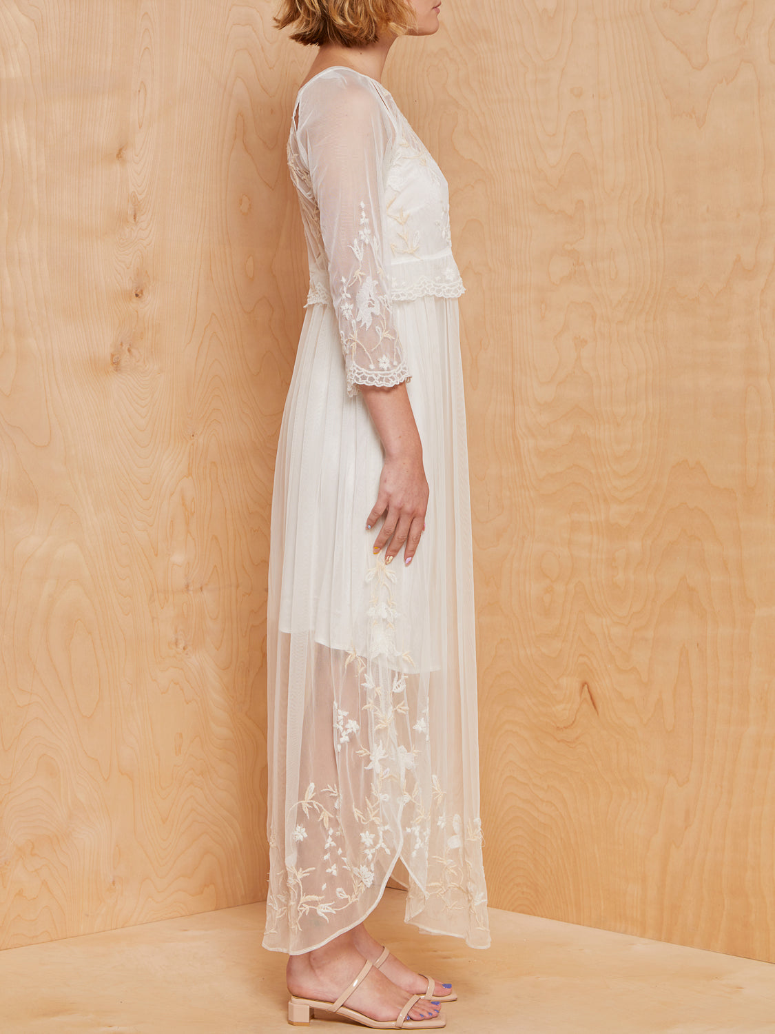 Free People Sheer Dress with Embroidery