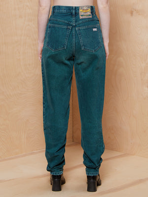 Green High Waisted Washed Jeans