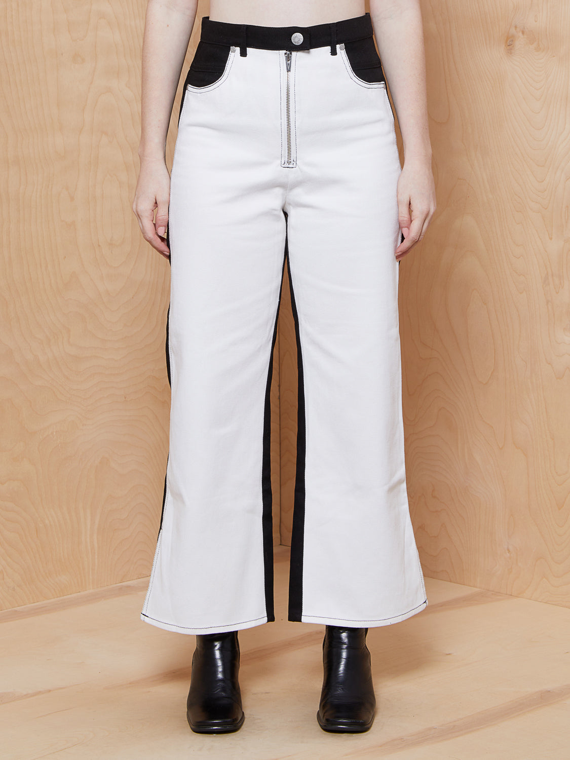 VEDA White and Black Wide Leg Pants