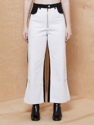 VEDA White and Black Wide Leg Pants