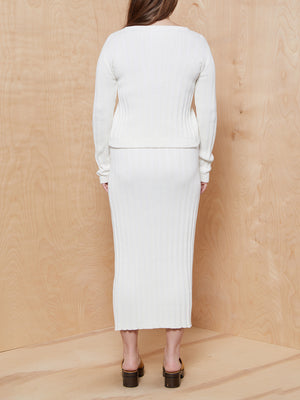 Rue Stiic Ribbed White Knit Two-Piece Set