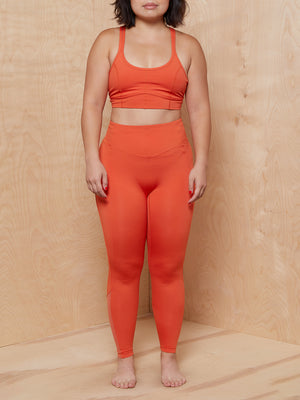 Le ORE Orange Red Sports Bra + Leggings Set