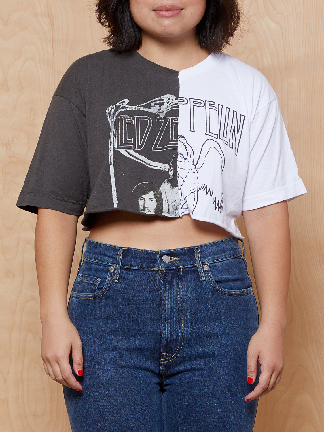 UNDONE Two-toned Led Zepplin Cropped T-Shirt