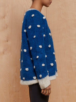 Vintage Blue Wool Dot Sweater