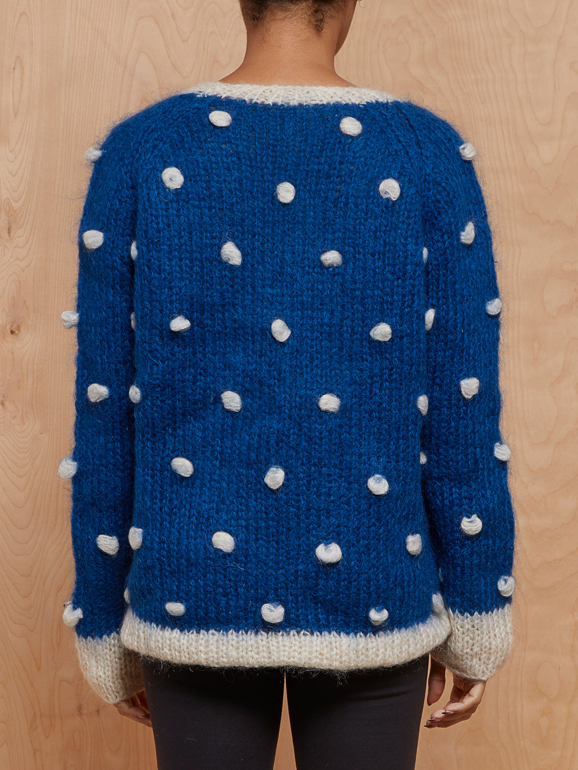 Vintage Blue Wool Dot Sweater