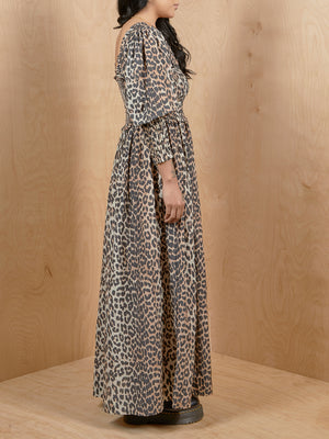 GANNI Leopard Smocked Dress