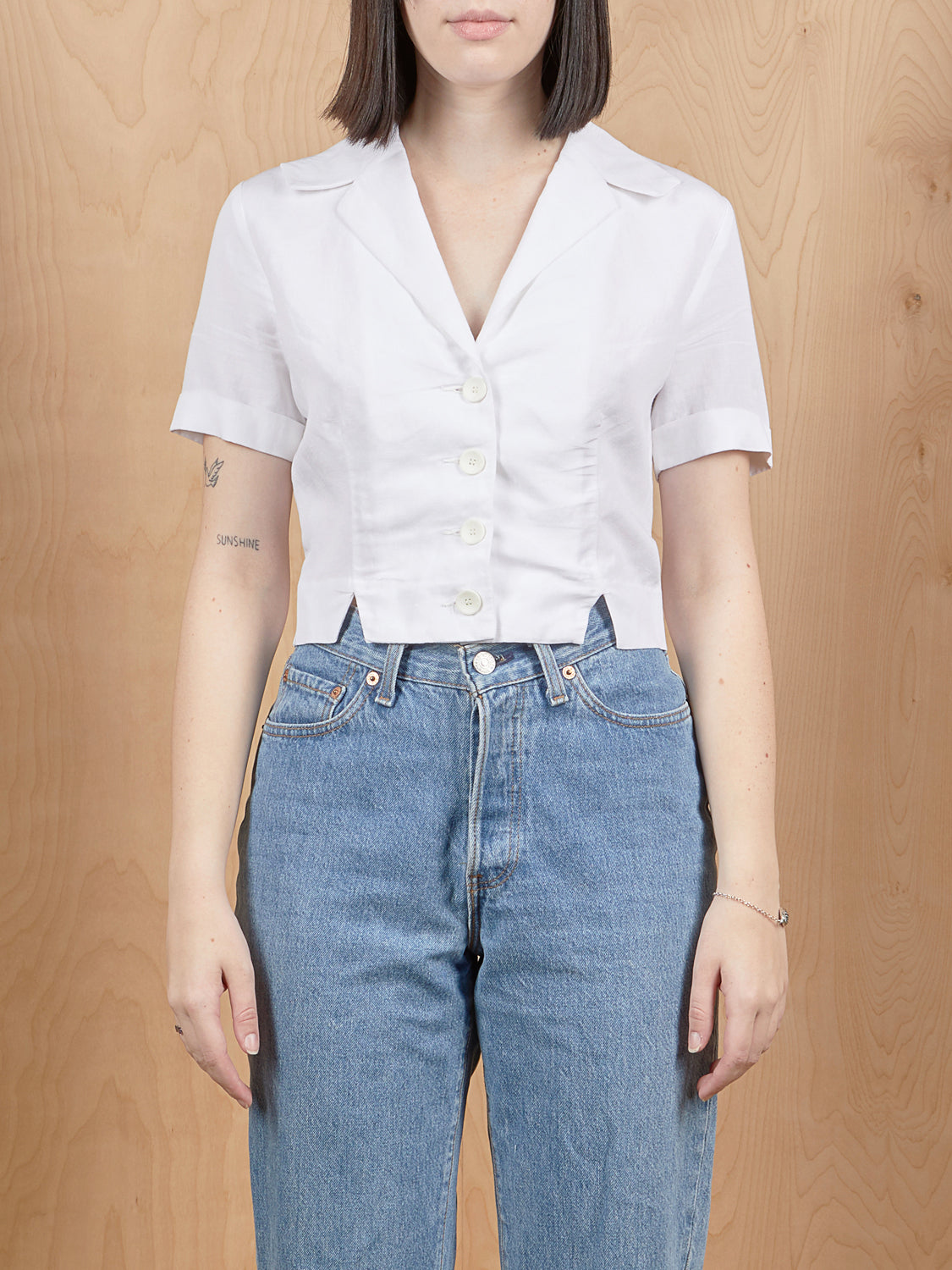 Side Party White Button Up Top