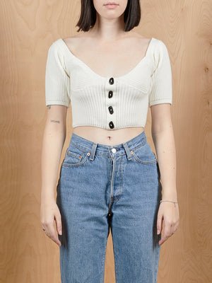 Tach Clothing White Knit Crop Top