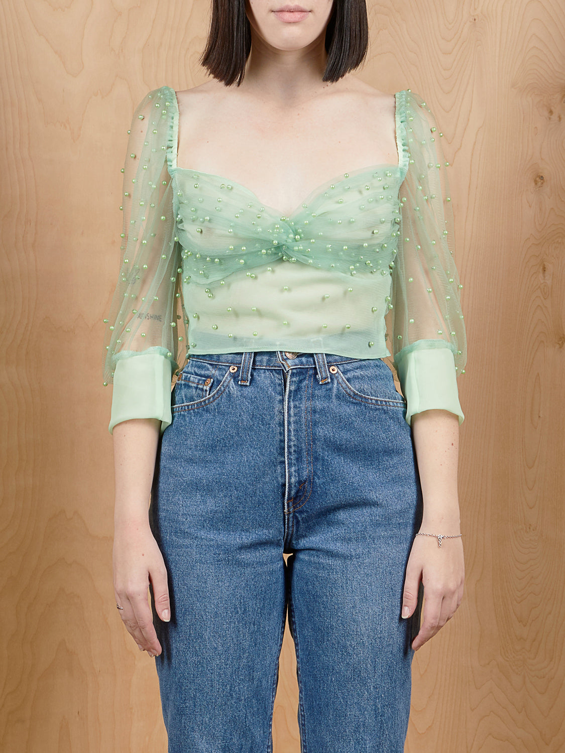 Tach Clothing Mint Beaded Crop Top