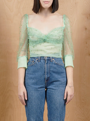 Tach Clothing Mint Beaded Crop Top