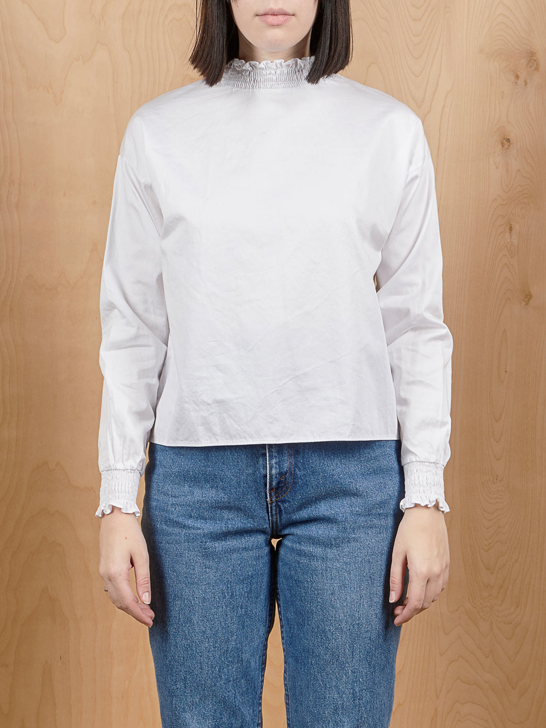 Outstanding Ordinary White Rouched Neck Peasant Top