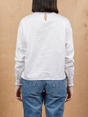 Outstanding Ordinary White Rouched Neck Peasant Top