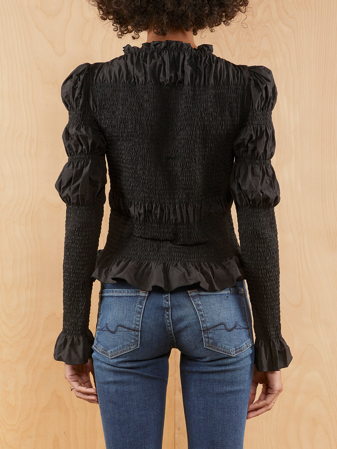 & Other Stories Black Rouched Blouse