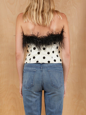 LPA Polka Dot Bustier with Feather Trim