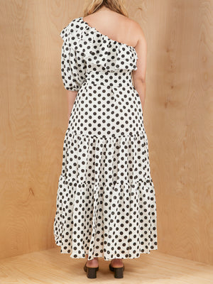 Lisa Marie Fernandez Polka Dot One Shoulder Dress