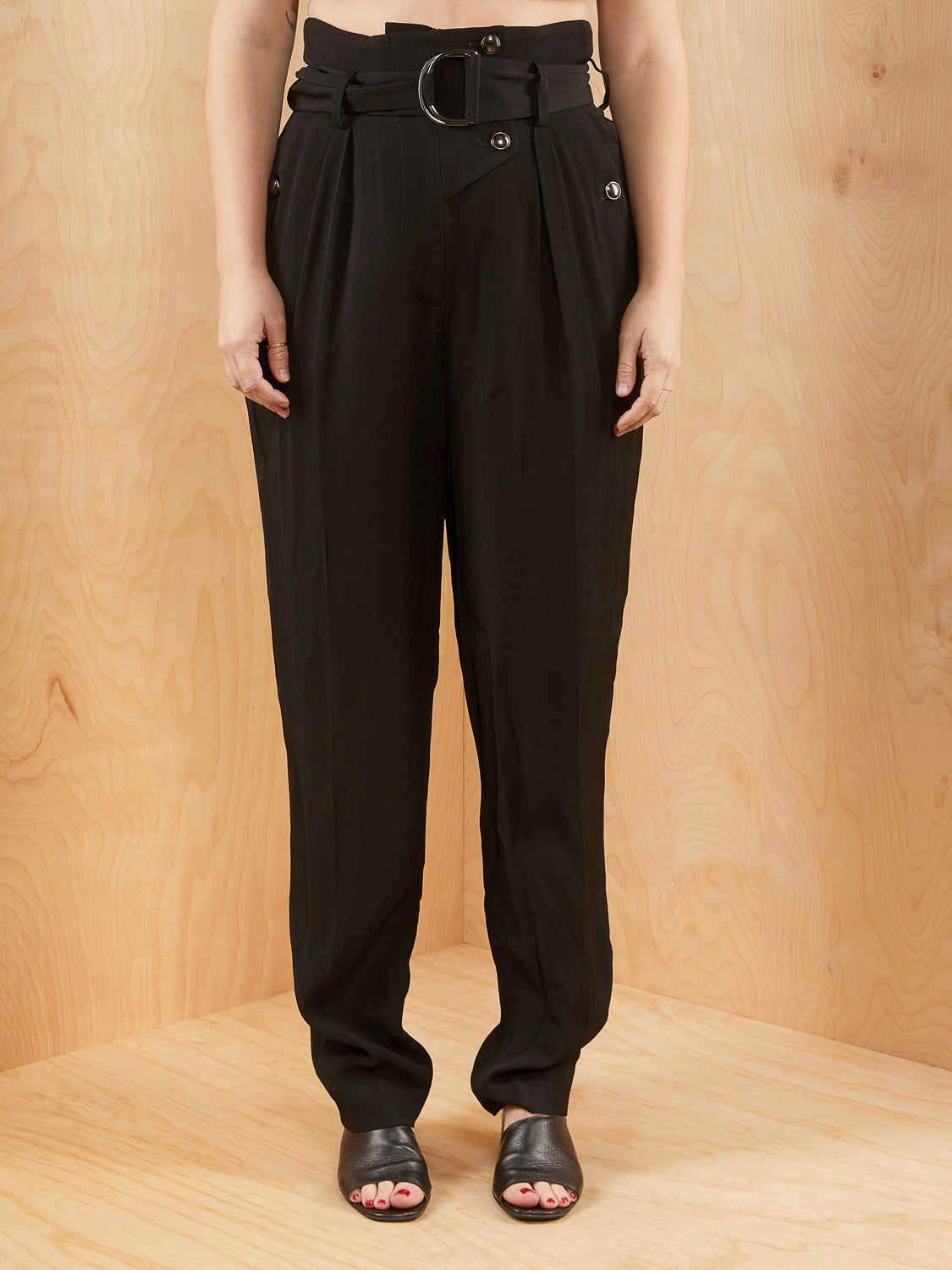 IRO Black Tapered Trousers with Belt