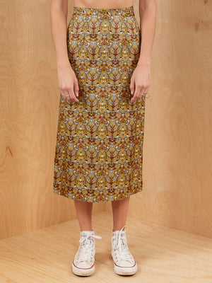 Vintage Printed Midi Skirt