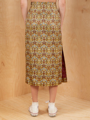 Vintage Printed Midi Skirt