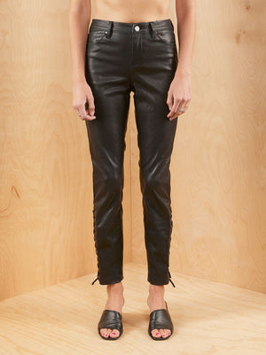 [BLANKNYC] Faux Leather Skinny Jeans with Ankle Detail
